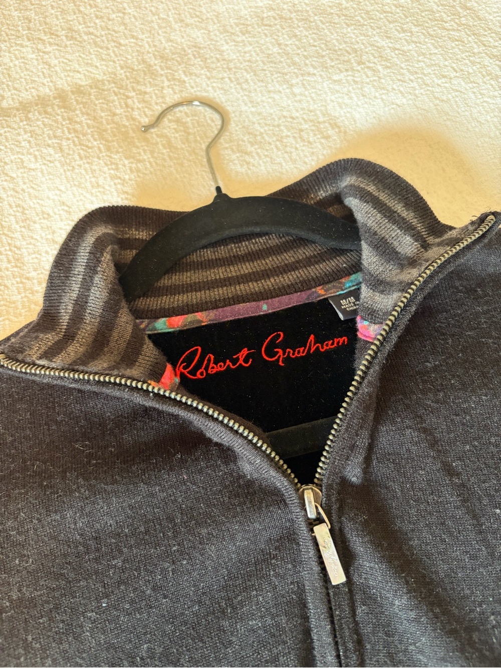 Robert Graham Men’s Black 100% Wool Zip Jacket Size M